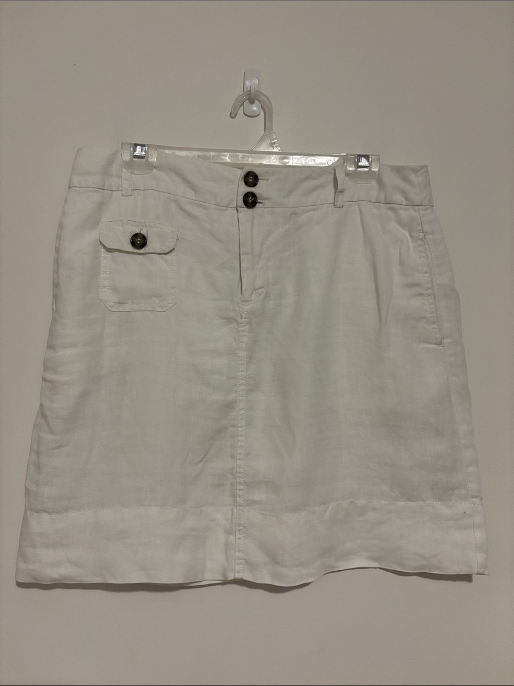 Cynthia Rowley White Linen Skirt with Button Pocket